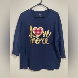 Kim Rogers Women's 3/4 Sleeve "Love More" Top